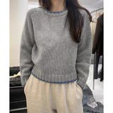 グレー | ラインカラーニットトップス レディース 春秋冬 | Dewlily