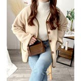 配色ラインノーカラーコート レディース 秋冬 | Dewlily | 詳細画像10 