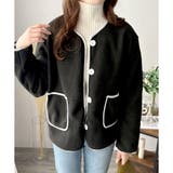 配色ラインノーカラーコート レディース 秋冬 | Dewlily | 詳細画像19 