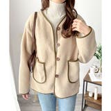 配色ラインノーカラーコート レディース 秋冬 | Dewlily | 詳細画像2 