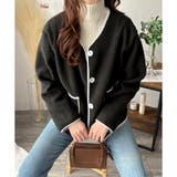 配色ラインノーカラーコート レディース 秋冬 | Dewlily | 詳細画像22 