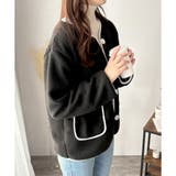 配色ラインノーカラーコート レディース 秋冬 | Dewlily | 詳細画像24 