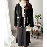 配色ラインノーカラーコート レディース 秋冬 | Dewlily | 詳細画像27 