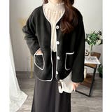 配色ラインノーカラーコート レディース 秋冬 | Dewlily | 詳細画像28 