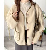 配色ラインノーカラーコート レディース 秋冬 | Dewlily | 詳細画像3 