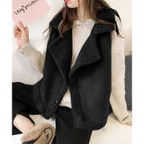 ブラック | フェイクムートンボアベスト レディース 秋冬 | Dewlily