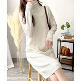 アイボリー | タートルネックニットロングワンピース レディース 秋冬 | Dewlily