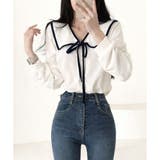 セーラー風配色リボンブラウス レディース シャツ | Dewlily | 詳細画像9 