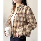 ベージュ | クロップド丈チェックシャツ レディース トップス | Dewlily