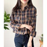 ブラウン | クロップド丈チェックシャツ レディース トップス | Dewlily