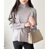 グレー | ソフトタッチハイネックニット レディース 長袖 | Dewlily