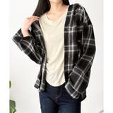 レイヤード風フード付きチェックシャツ レディース 長袖 | Dewlily | 詳細画像18 