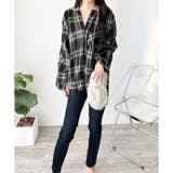 レイヤード風フード付きチェックシャツ レディース 長袖 | Dewlily | 詳細画像21 