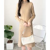 ベージュ | スカラ編み風ニットワンピース レディース ロング丈 | Dewlily
