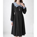 配色セーラーカラーロングワンピース レディース カジュアル | Dewlily | 詳細画像12 