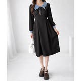 配色セーラーカラーロングワンピース レディース カジュアル | Dewlily | 詳細画像14 