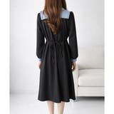 配色セーラーカラーロングワンピース レディース カジュアル | Dewlily | 詳細画像15 