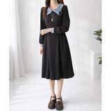 配色セーラーカラーロングワンピース レディース カジュアル | Dewlily | 詳細画像7 