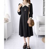 配色セーラーカラーロングワンピース レディース カジュアル | Dewlily | 詳細画像9 