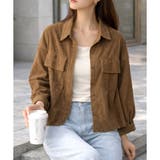 ブラウン | コーデュロイ風クロップドシャツ レディース カジュアル | Dewlily