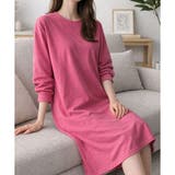 ピンク | ロングスリーブTシャツワンピース レディース カジュアル | Dewlily