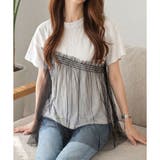 チュールドッキングデザインTシャツ レディース 半袖 | Dewlily | 詳細画像12