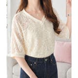 アイボリー | 2WAY花柄シアージャガードトップス レディース 半袖 | Dewlily