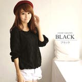 ブラック | レース地♪花柄シンプルブラウス♪きれいめデザイン♪ | Amulet