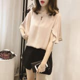 フリル袖ブラウス ブラウストップ 大人可愛い オフィス 夏 サラサラ | Amulet | 詳細画像2