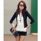 ブラック | スタッツジャケット レディース 秋冬春 ショート丈 セレブ | Amulet
