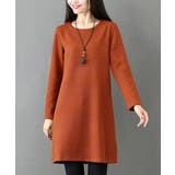 ブラウン | クルーネックチュニックレディースファッション春夏かわいい大人長袖上品ニット30代… | Amulet