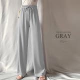 グレー | プリーツリラックスワイドパンツ ウエスト ゴム | Amulet