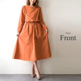 無地長袖ワンピース ミモレ丈 シャツ ひざ下 ゆったり オフィス レディース | Amulet | 詳細画像10
