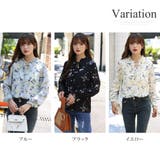 花柄ネックリボンブラウス シンプル 長袖 | Amulet | 詳細画像5 