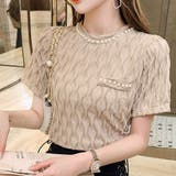 フェイクパールブラウス カジュアル 着やすい | Amulet | 詳細画像3 