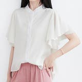 ホワイト | ラッフルスリーブブラウス フリル袖 シフォンブラウス | Amulet