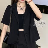 ブラック | ショートクロップドジャケット シンプル カジュアル 半袖 春 夏 レディース | Amulet