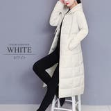 ホワイト | 中綿ロングコート アウター カジュアル シンプル 秋 冬 レディース | Amulet