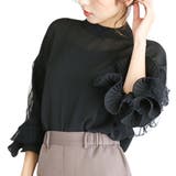 ブラック | レーススリーブトップス ブラウス レース | Amulet