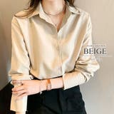 ベージュ | 着痩せ長袖シャツ シンプル シャツ | Amulet