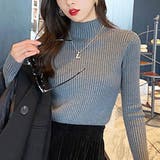 グレー | ハイネックリブニット 長袖 レディース | Amulet