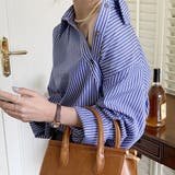 アシンメトリーストライプブラウス 長袖 レディース | Amulet | 詳細画像11 