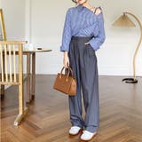 アシンメトリーストライプブラウス 長袖 レディース | Amulet | 詳細画像4 