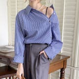 アシンメトリーストライプブラウス 長袖 レディース | Amulet | 詳細画像7 