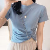 ブルー | ツイスト半袖Tシャツ 半袖 レディース | Amulet