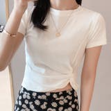 ホワイト | ツイスト半袖Tシャツ 半袖 レディース | Amulet