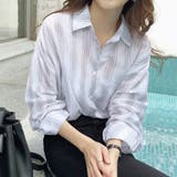 グレー | ストライプシャツ ブラウス ストライプ柄 | Amulet