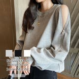 肩開きデザイントレーナー トップス 長袖 | Amulet | 詳細画像1 