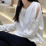 肩開きデザイントレーナー トップス 長袖 | Amulet | 詳細画像4 