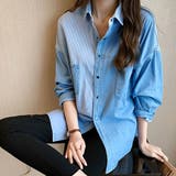 デニム風パッチワークブラウス レディース シャツ | Amulet | 詳細画像3 